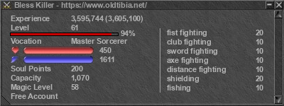 Signature for player Bless Killer